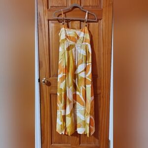 1. State Empire Waist Orange Multi Midi Maxi Dress Size XS Extra Small